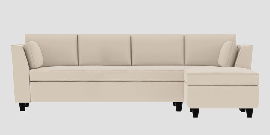 Bristo Velvet Lhs Sectional Sofa 3 Lounger In Camel Beige Colour - Febonic Living