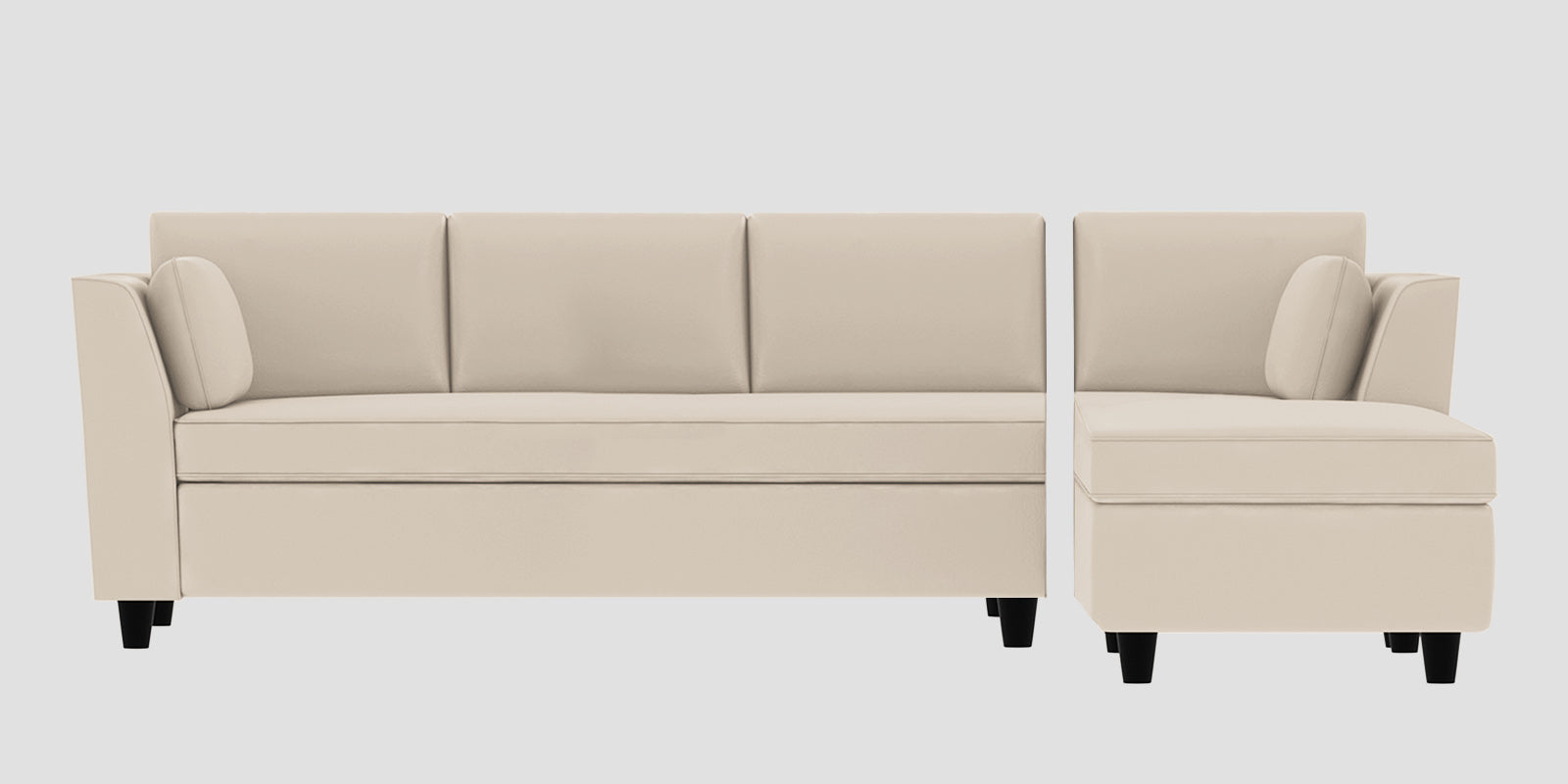 Bristo Velvet LHS Sectional Sofa (3+Lounger) In Camel Beige Colour - Febonic Living