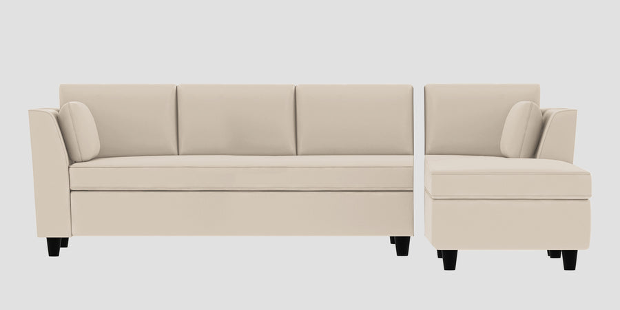 Bristo Velvet Lhs Sectional Sofa 3 Lounger In Camel Beige Colour - Febonic Living