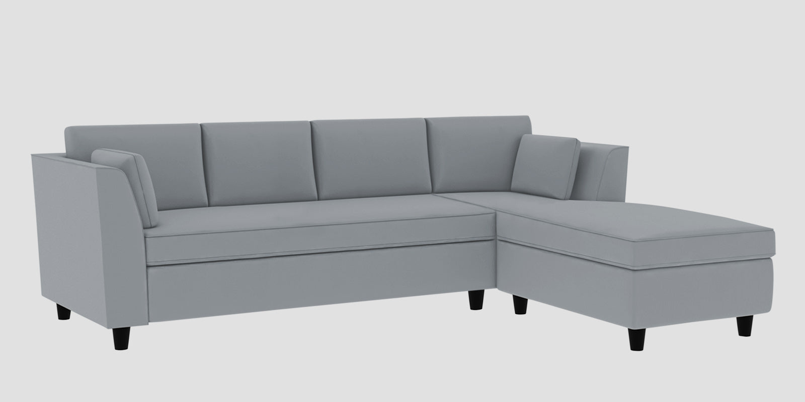 Bristo Velvet LHS Sectional Sofa (3+Lounger) In Concrete Grey Colour - Febonic Living