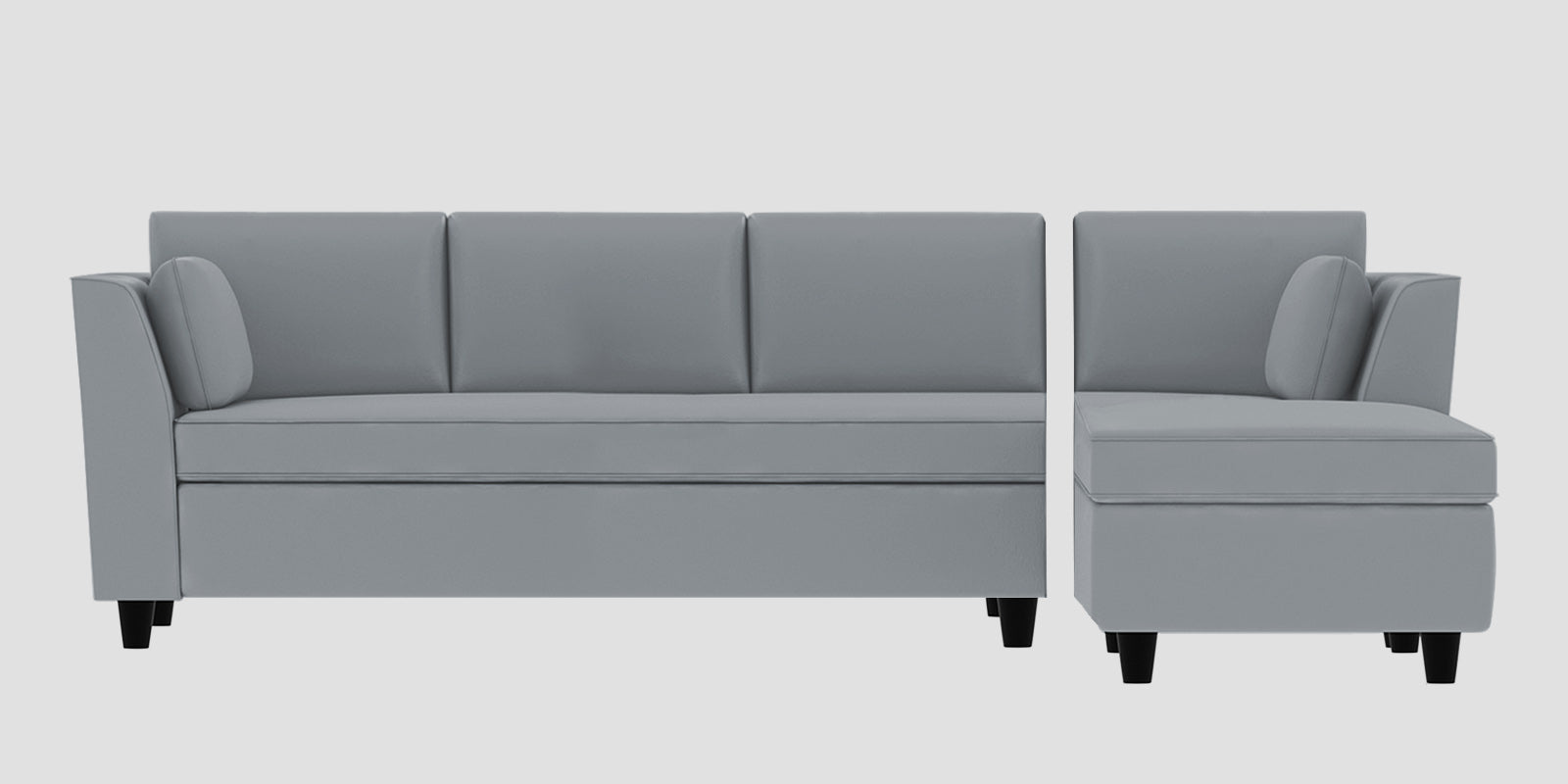 Bristo Velvet LHS Sectional Sofa (3+Lounger) In Concrete Grey Colour - Febonic Living