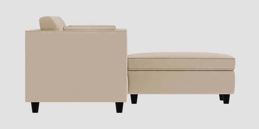 Bristo Velvet Lhs Sectional Sofa 3 Lounger In Cream Beige Colour - Febonic Living
