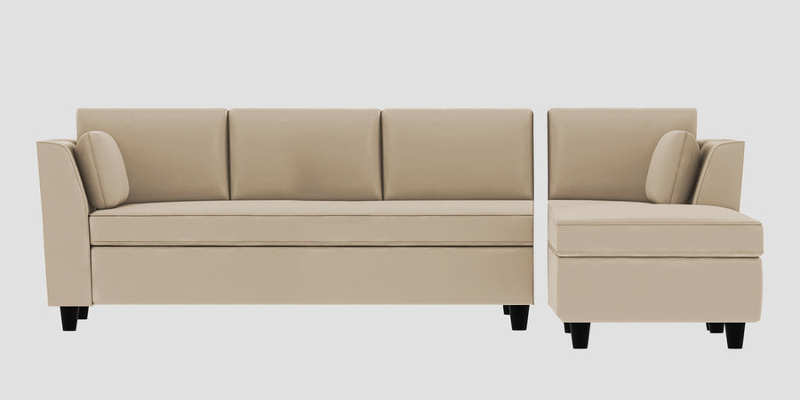 Bristo Velvet Lhs Sectional Sofa 3 Lounger In Cream Beige Colour - Febonic Living