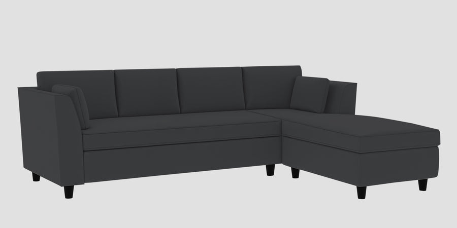 Bristo Velvet Lhs Sectional Sofa 3 Lounger In Davy Grey Colour - Febonic Living