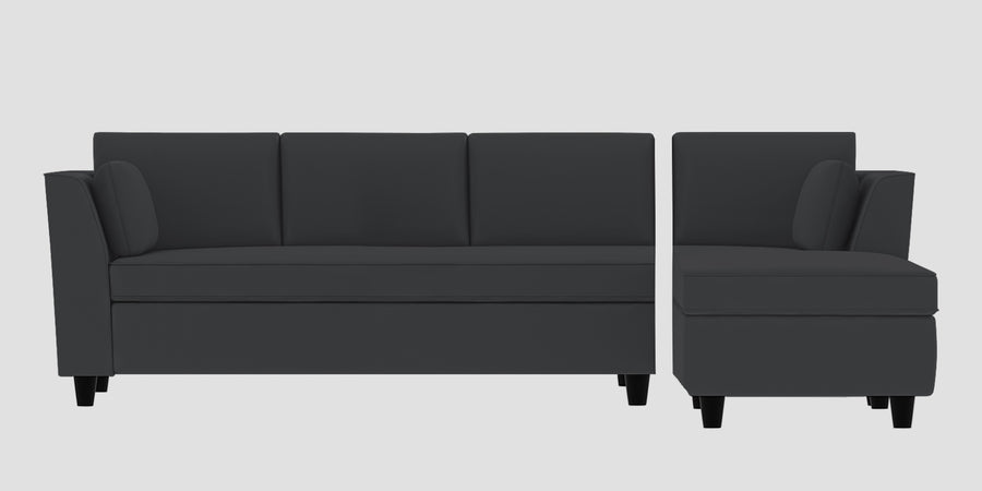 Bristo Velvet Lhs Sectional Sofa 3 Lounger In Davy Grey Colour - Febonic Living