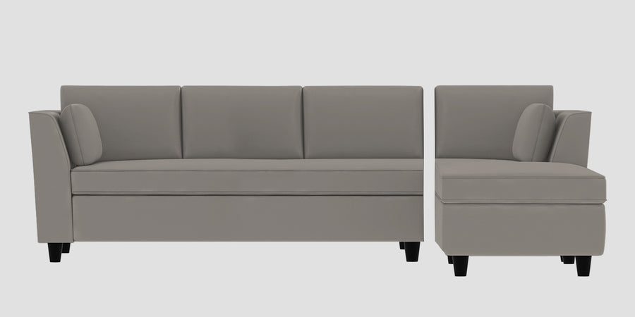 Bristo Velvet Lhs Sectional Sofa 3 Lounger In Echo Grey Colour - Febonic Living