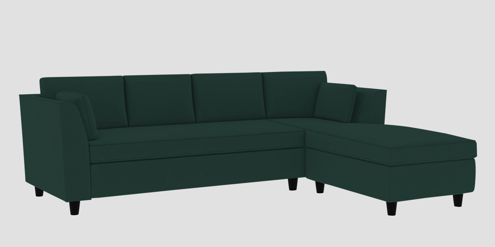 Bristo Velvet LHS Sectional Sofa (3+Lounger) In Forest Green Colour - Febonic Living