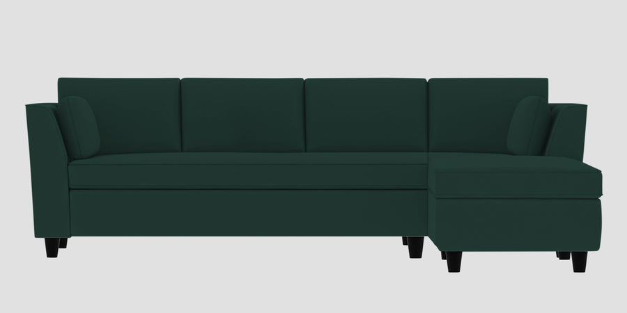 Bristo Velvet Lhs Sectional Sofa 3 Lounger In Forest Green Colour - Febonic Living