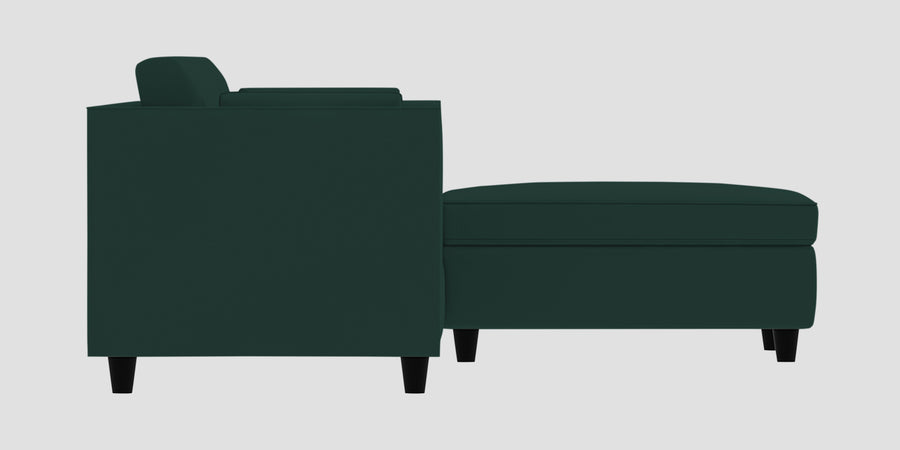 Bristo Velvet Lhs Sectional Sofa 3 Lounger In Forest Green Colour - Febonic Living