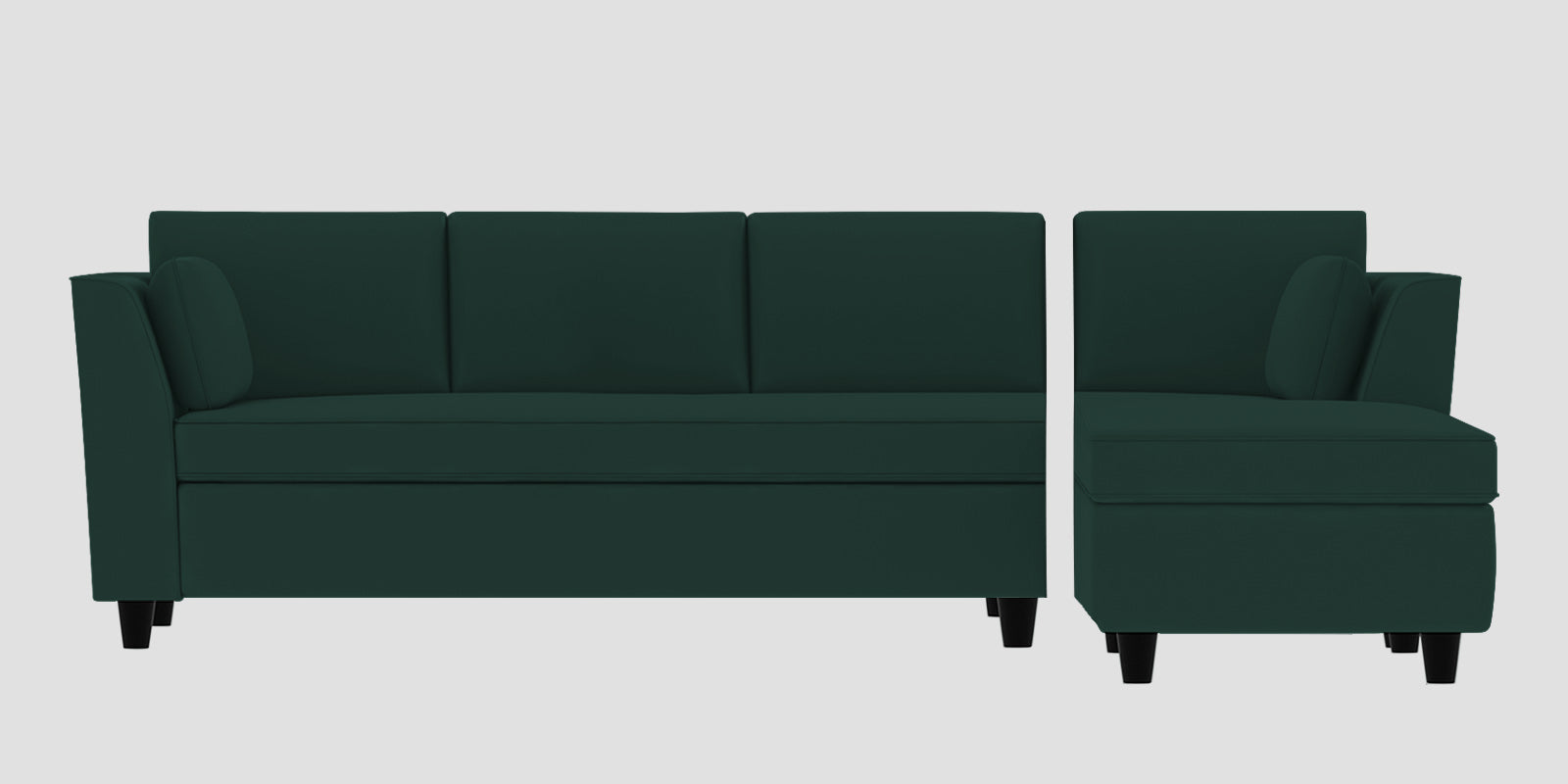 Bristo Velvet LHS Sectional Sofa (3+Lounger) In Forest Green Colour - Febonic Living