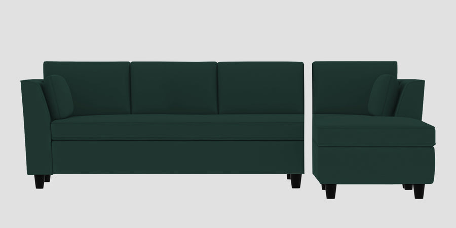 Bristo Velvet Lhs Sectional Sofa 3 Lounger In Forest Green Colour - Febonic Living