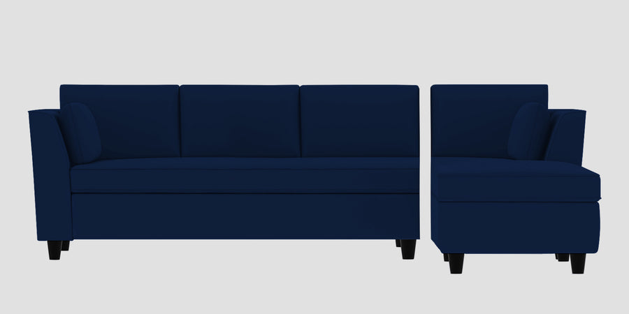 Bristo Velvet Lhs Sectional Sofa 3 Lounger In Imperial Blue Colour - Febonic Living