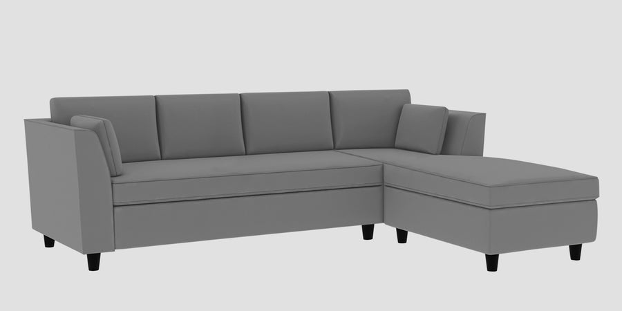 Bristo Velvet Lhs Sectional Sofa 3 Lounger In Light Grey Colour - Febonic Living