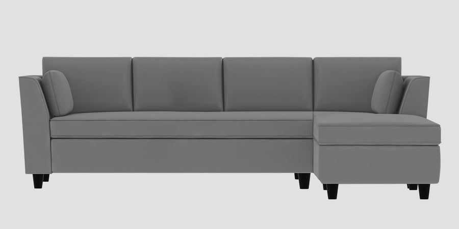 Bristo Velvet Lhs Sectional Sofa 3 Lounger In Light Grey Colour - Febonic Living