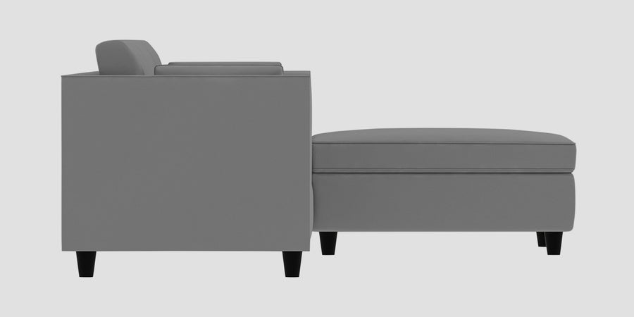 Bristo Velvet Lhs Sectional Sofa 3 Lounger In Light Grey Colour - Febonic Living