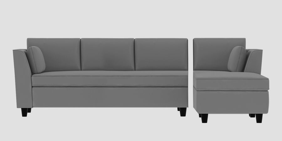 Bristo Velvet Lhs Sectional Sofa 3 Lounger In Light Grey Colour - Febonic Living