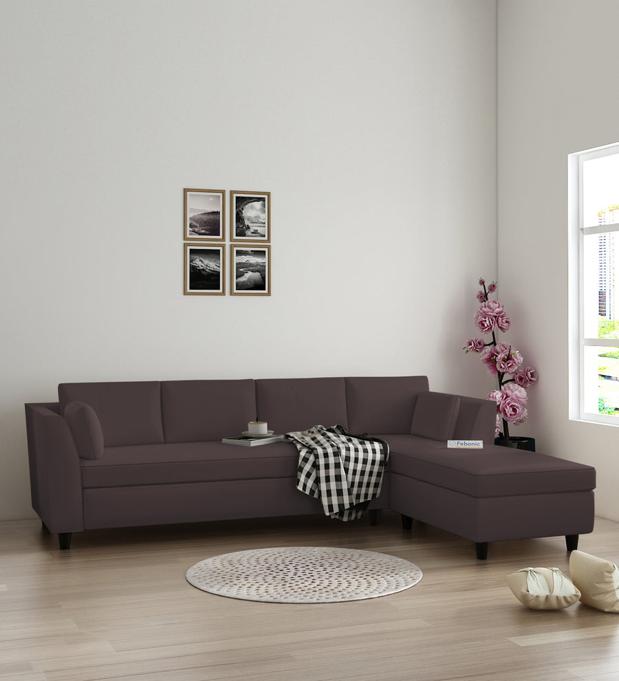 Bristo  LHS  (3+Lounger) Velvet Sectional Sofa - Mocha Brown by Febonic Living