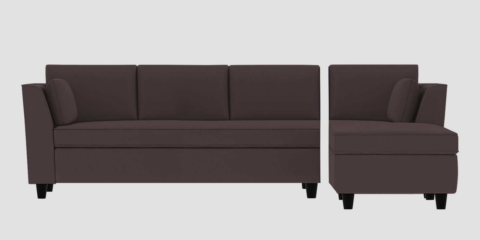 Bristo Velvet LHS Sectional Sofa (3+Lounger) In Mocha Brown Colour - Febonic Living