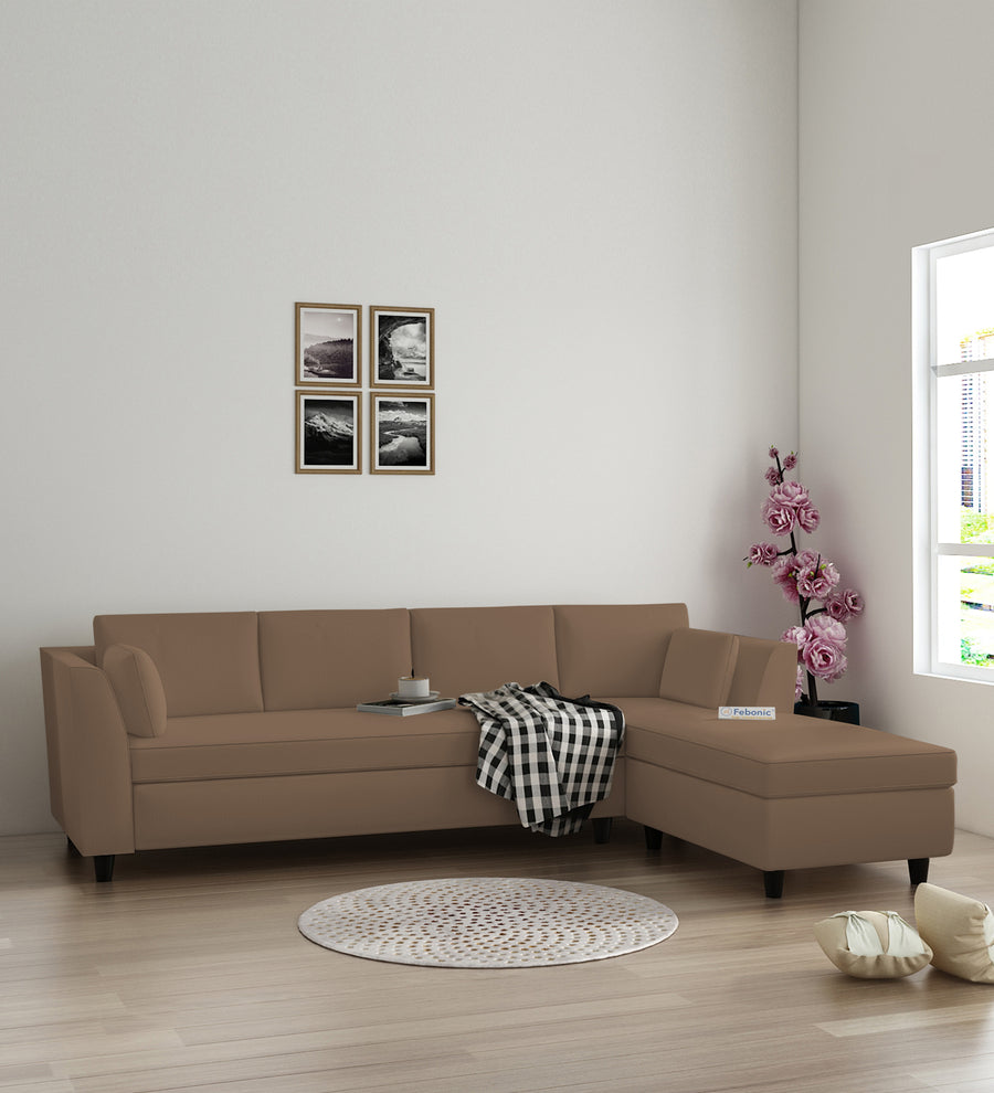 Bristo  LHS  (3+Lounger) Velvet Sectional Sofa - Mocha Mouse by Febonic Living