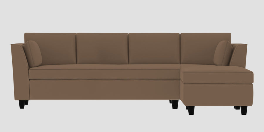 Bristo Velvet Lhs Sectional Sofa 3 Lounger In Mocha Mouse Colour - Febonic Living