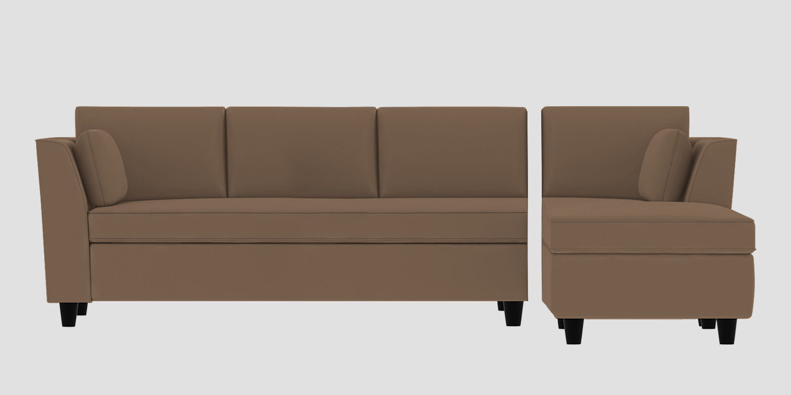 Bristo Velvet LHS Sectional Sofa (3+Lounger) In Mocha Mouse Colour - Febonic Living