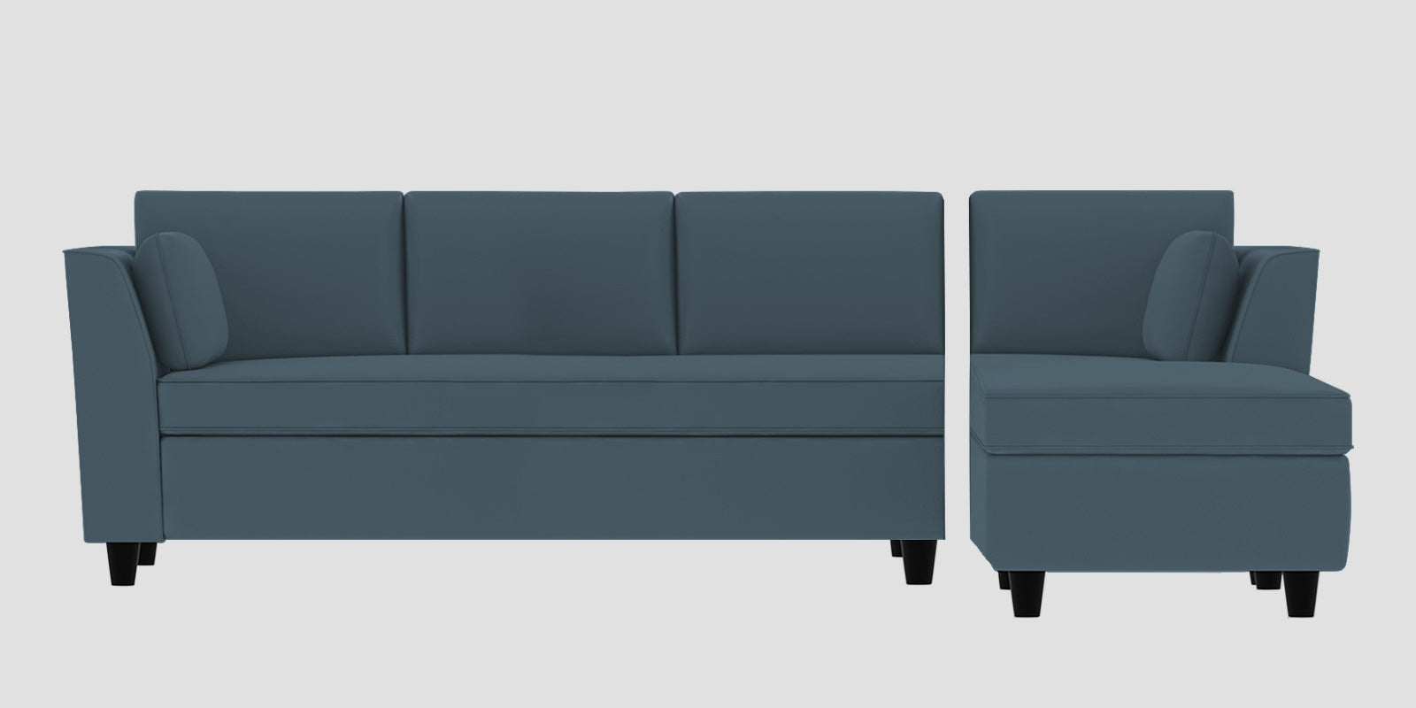 Bristo Velvet LHS Sectional Sofa (3+Lounger) In Oxford Blue Colour - Febonic Living