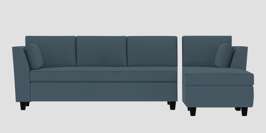 Bristo Velvet Lhs Sectional Sofa 3 Lounger In Oxford Blue Colour - Febonic Living