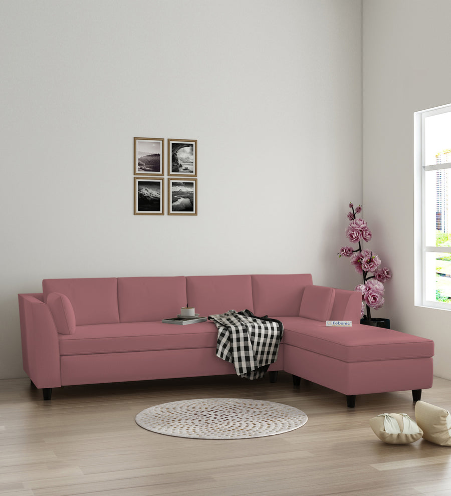 Bristo  LHS  (3+Lounger) Velvet Sectional Sofa - Rose Pink by Febonic Living