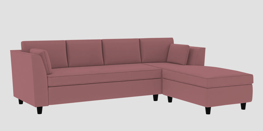 Bristo Velvet Lhs Sectional Sofa 3 Lounger In Rose Pink Colour - Febonic Living