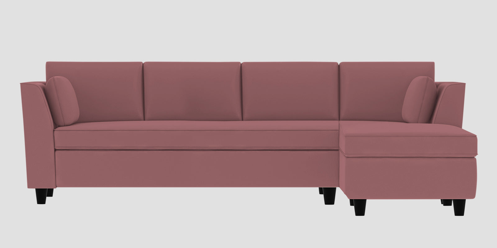 Bristo Velvet LHS Sectional Sofa (3+Lounger) In Rose Pink Colour - Febonic Living