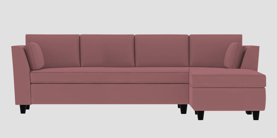 Bristo Velvet Lhs Sectional Sofa 3 Lounger In Rose Pink Colour - Febonic Living