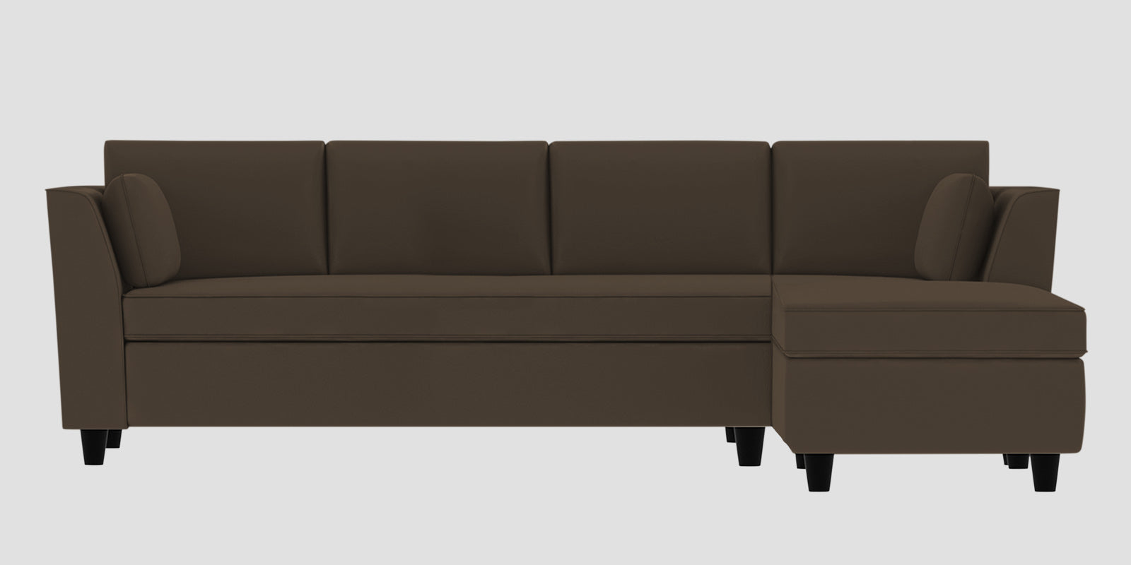 Bristo Velvet LHS Sectional Sofa (3+Lounger) In Shade Brown Colour - Febonic Living