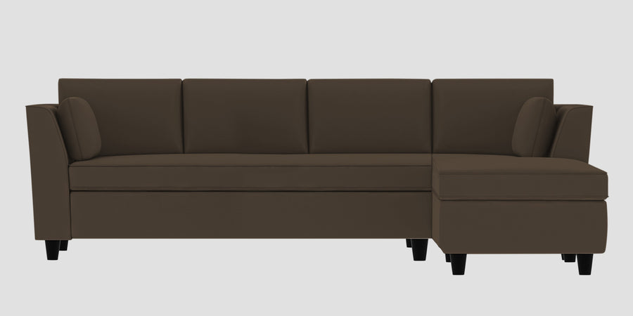 Bristo Velvet Lhs Sectional Sofa 3 Lounger In Shade Brown Colour - Febonic Living