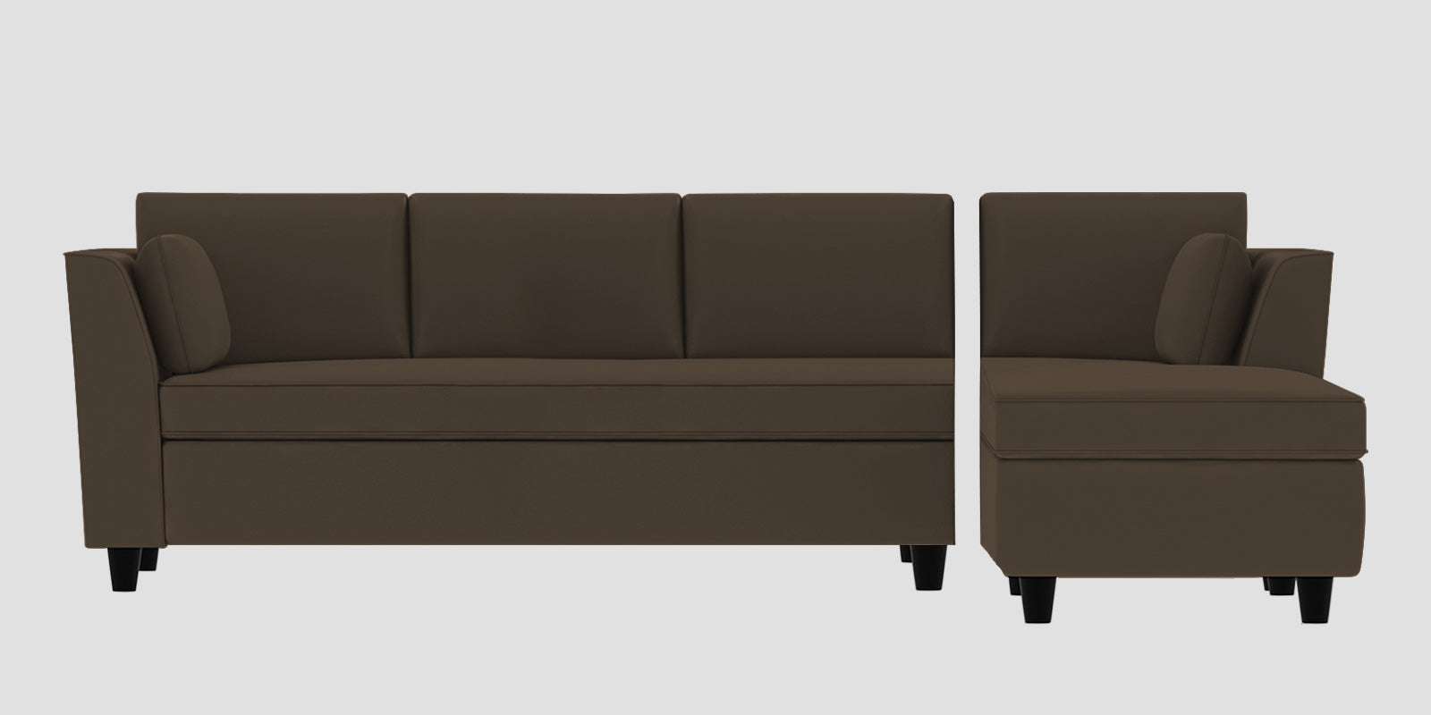 Bristo Velvet LHS Sectional Sofa (3+Lounger) In Shade Brown Colour - Febonic Living