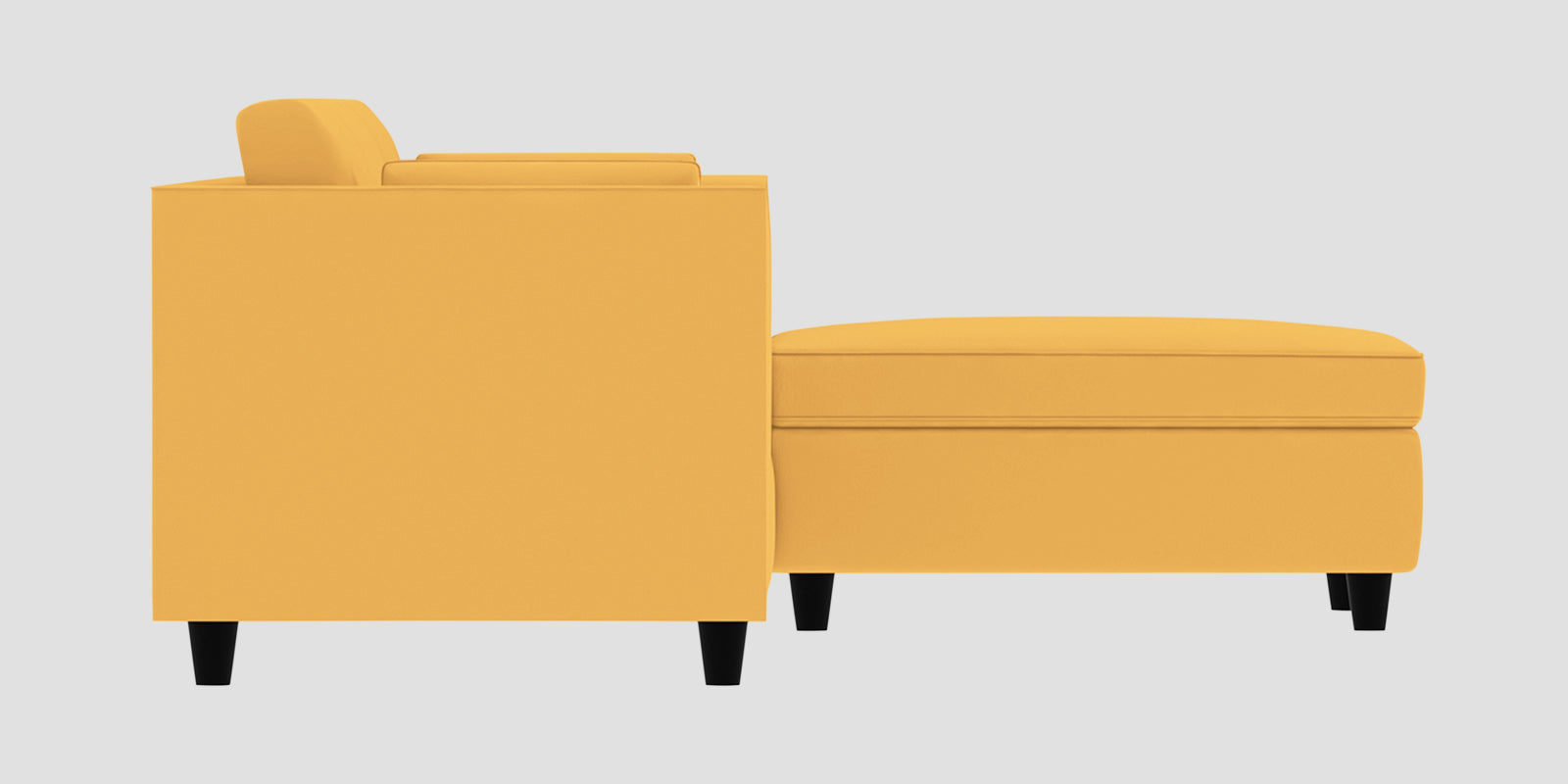 Bristo Velvet LHS Sectional Sofa (3+Lounger) In Turmeric Yellow Colour - Febonic Living