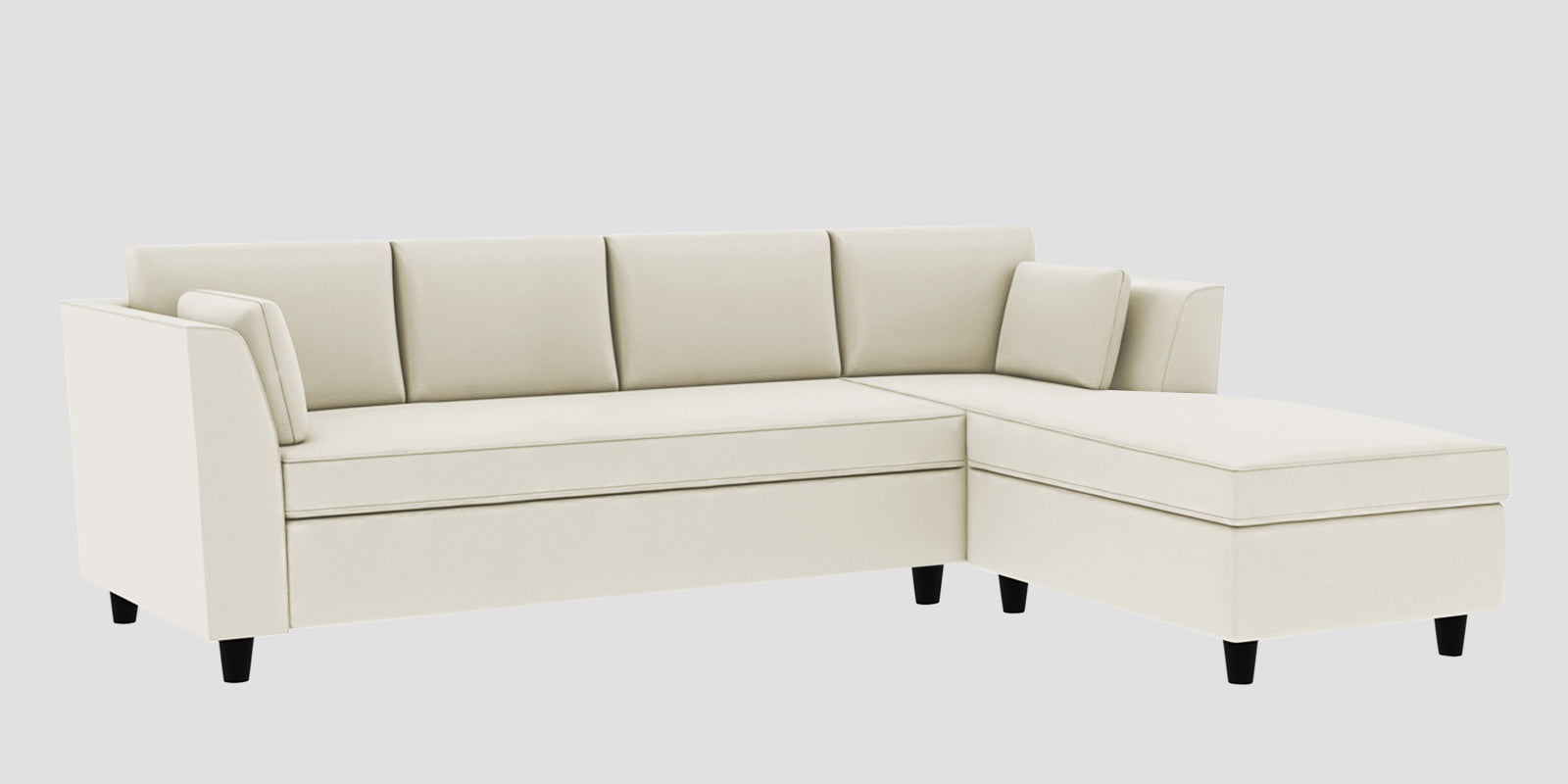 Bristo Velvet LHS Sectional Sofa (3+Lounger) In Warm White Colour - Febonic Living