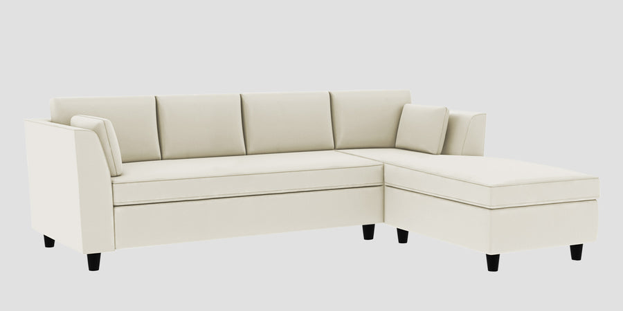 Bristo Velvet Lhs Sectional Sofa 3 Lounger In Warm White Colour - Febonic Living