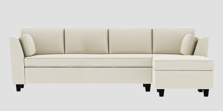 Bristo Velvet Lhs Sectional Sofa 3 Lounger In Warm White Colour - Febonic Living