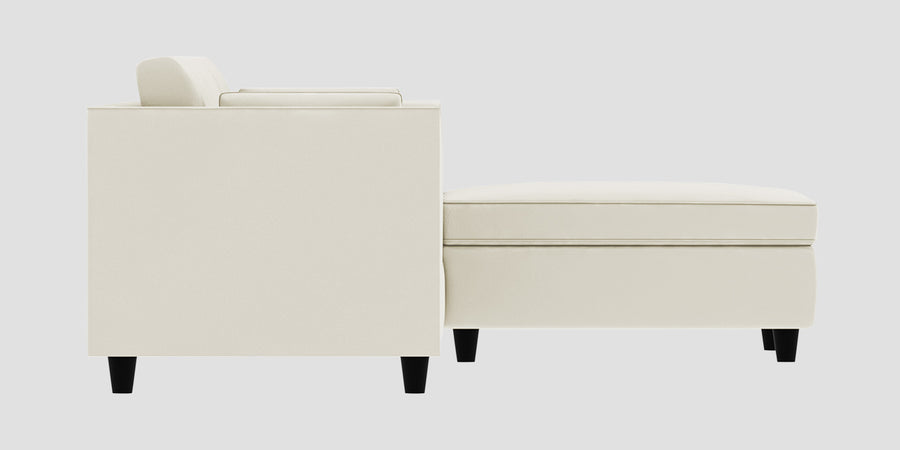 Bristo Velvet Lhs Sectional Sofa 3 Lounger In Warm White Colour - Febonic Living