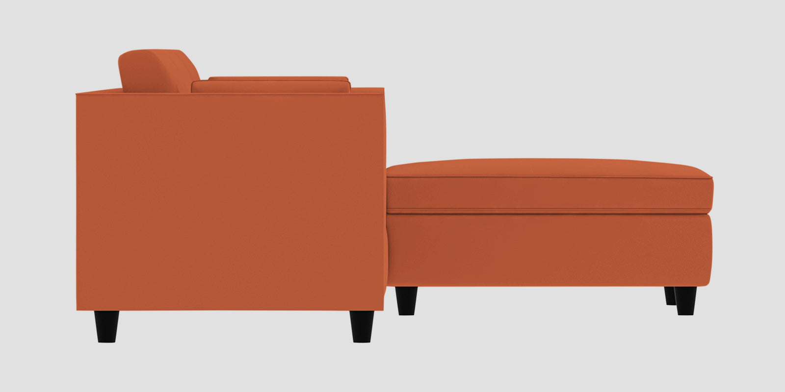 Bristo Velvet LHS Sectional Sofa (3+Lounger) In Yam Orange Colour - Febonic Living