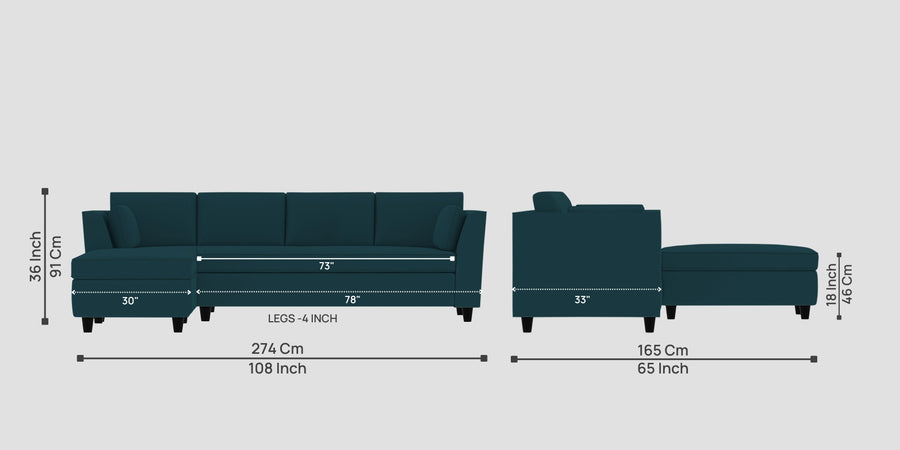 Bristo Velvet Rhs Sectional Sofa 3 Lounger In Arabian Green Colour - Febonic Living