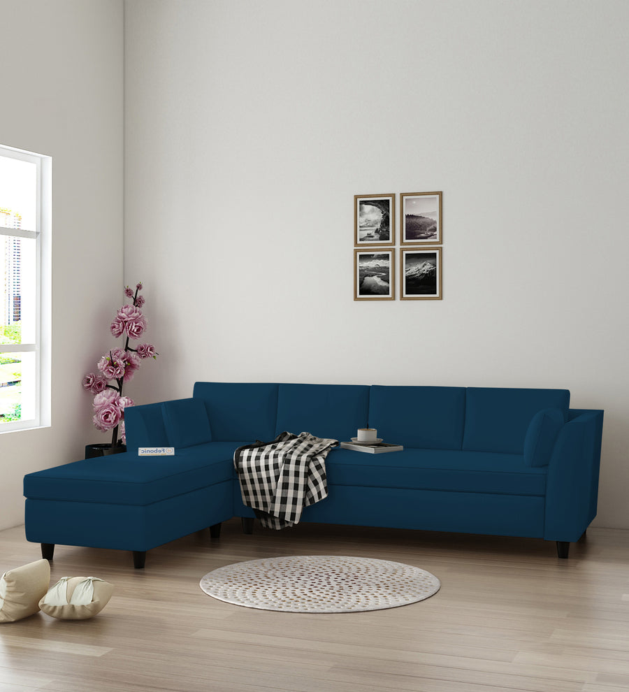 Bristo  RHS  (3+Lounger) Velvet Sectional Sofa - Azure Blue by Febonic Living