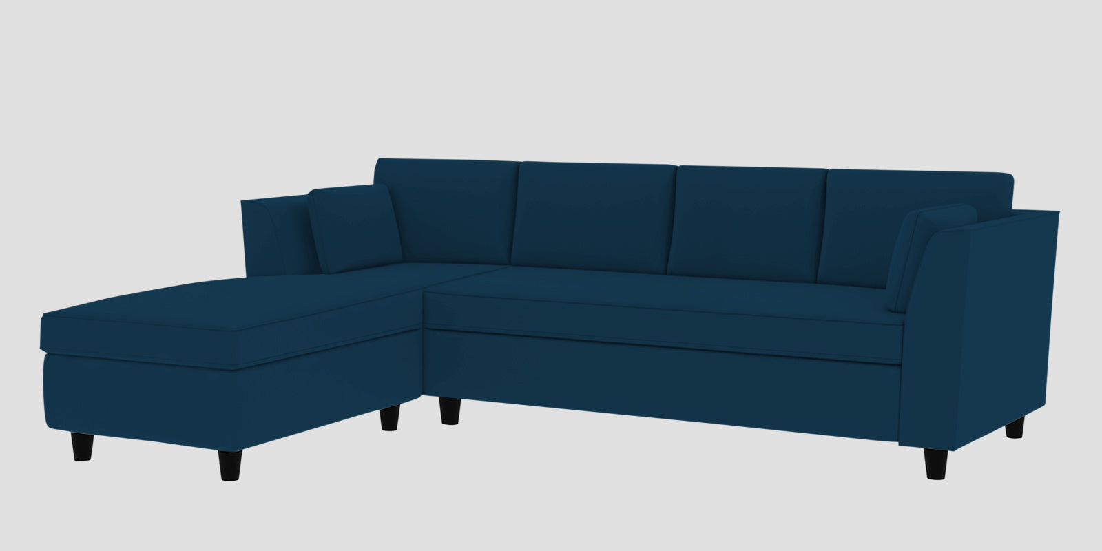 Bristo Velvet RHS Sectional Sofa (3+Lounger) in Azure Blue Colour - Febonic Living