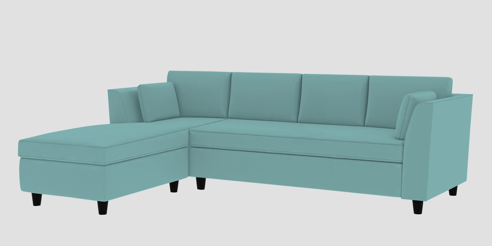 Bristo Velvet RHS Sectional Sofa (3+Lounger) in Barmunda Aqua Colour - Febonic Living