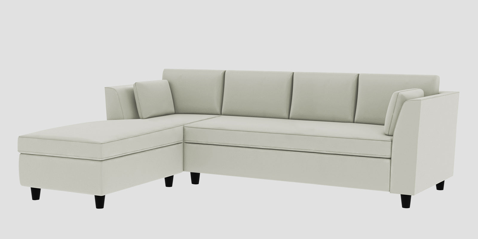 Bristo Velvet RHS Sectional Sofa (3+Lounger) in Bone Grey Colour - Febonic Living