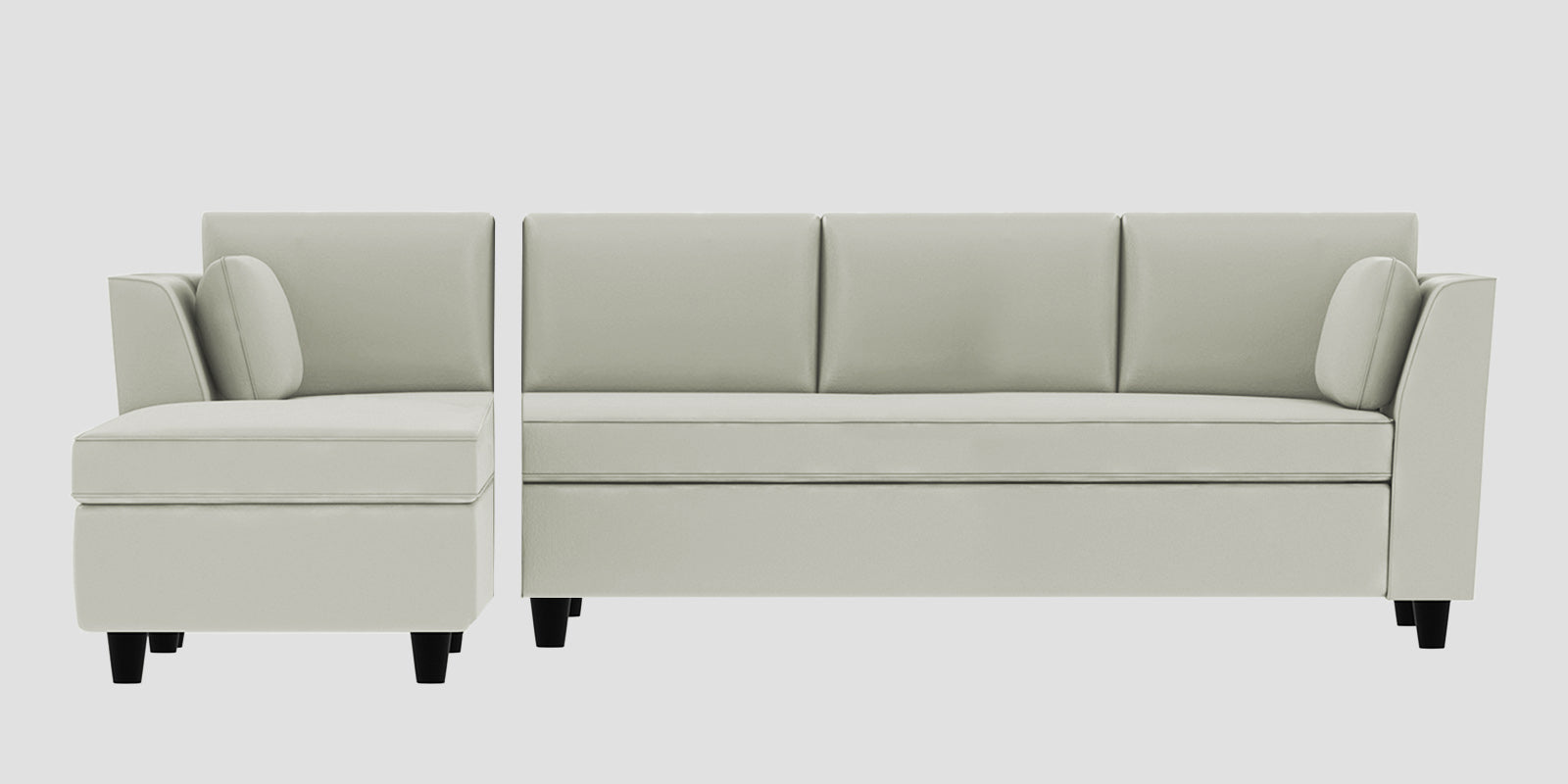 Bristo Velvet RHS Sectional Sofa (3+Lounger) in Bone Grey Colour - Febonic Living
