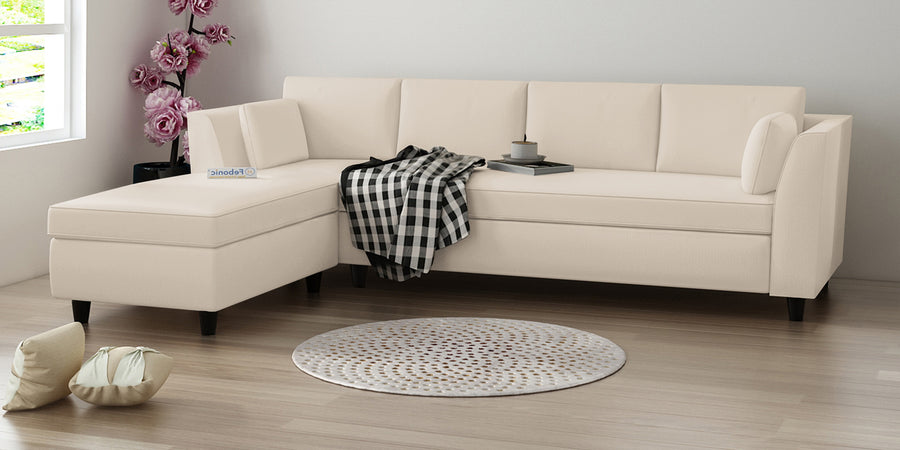 Bristo Velvet Rhs Sectional Sofa 3 Lounger In Camel Beige Colour - Febonic Living