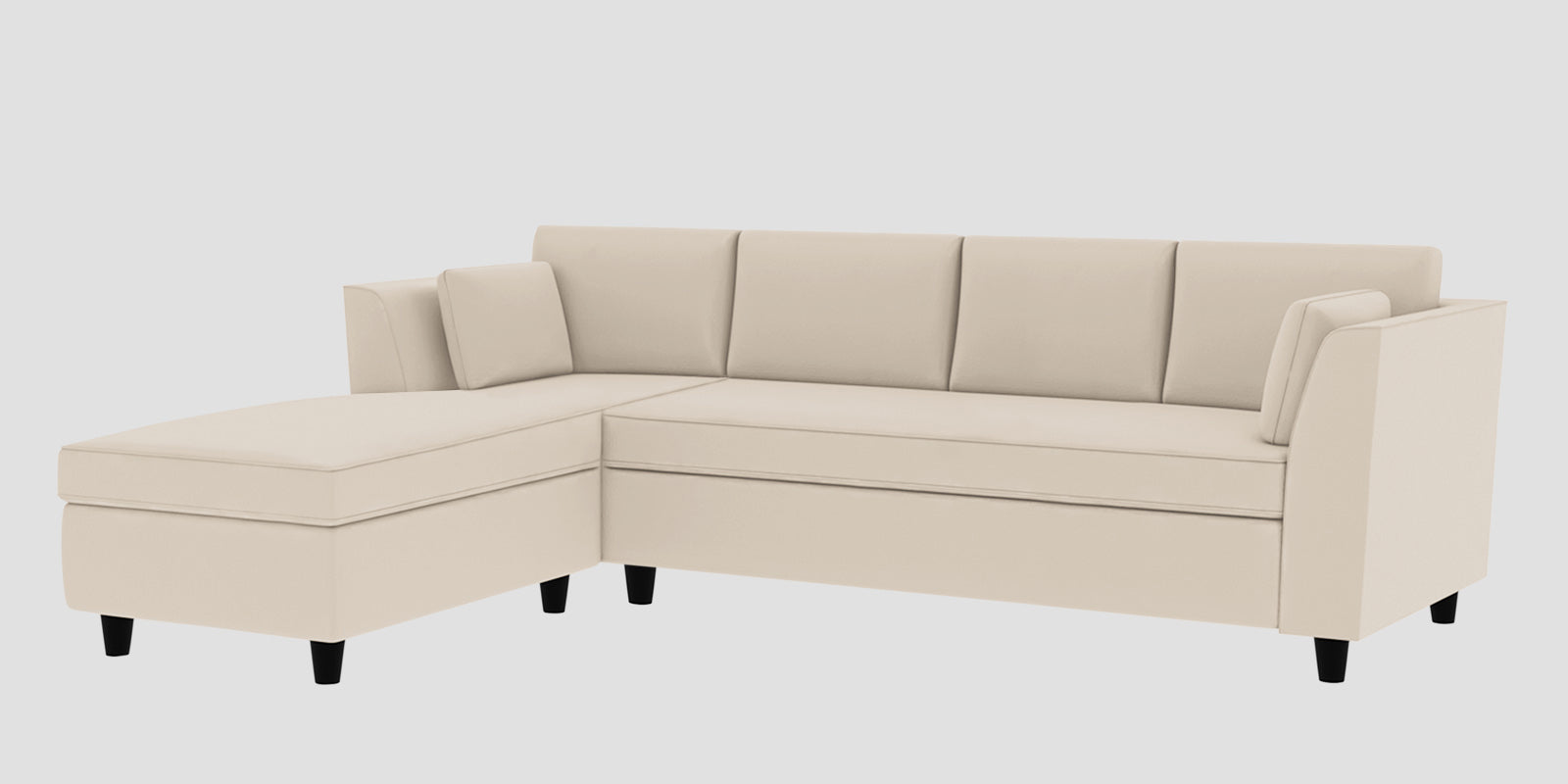 Bristo Velvet RHS Sectional Sofa (3+Lounger) in Camel Beige Colour - Febonic Living