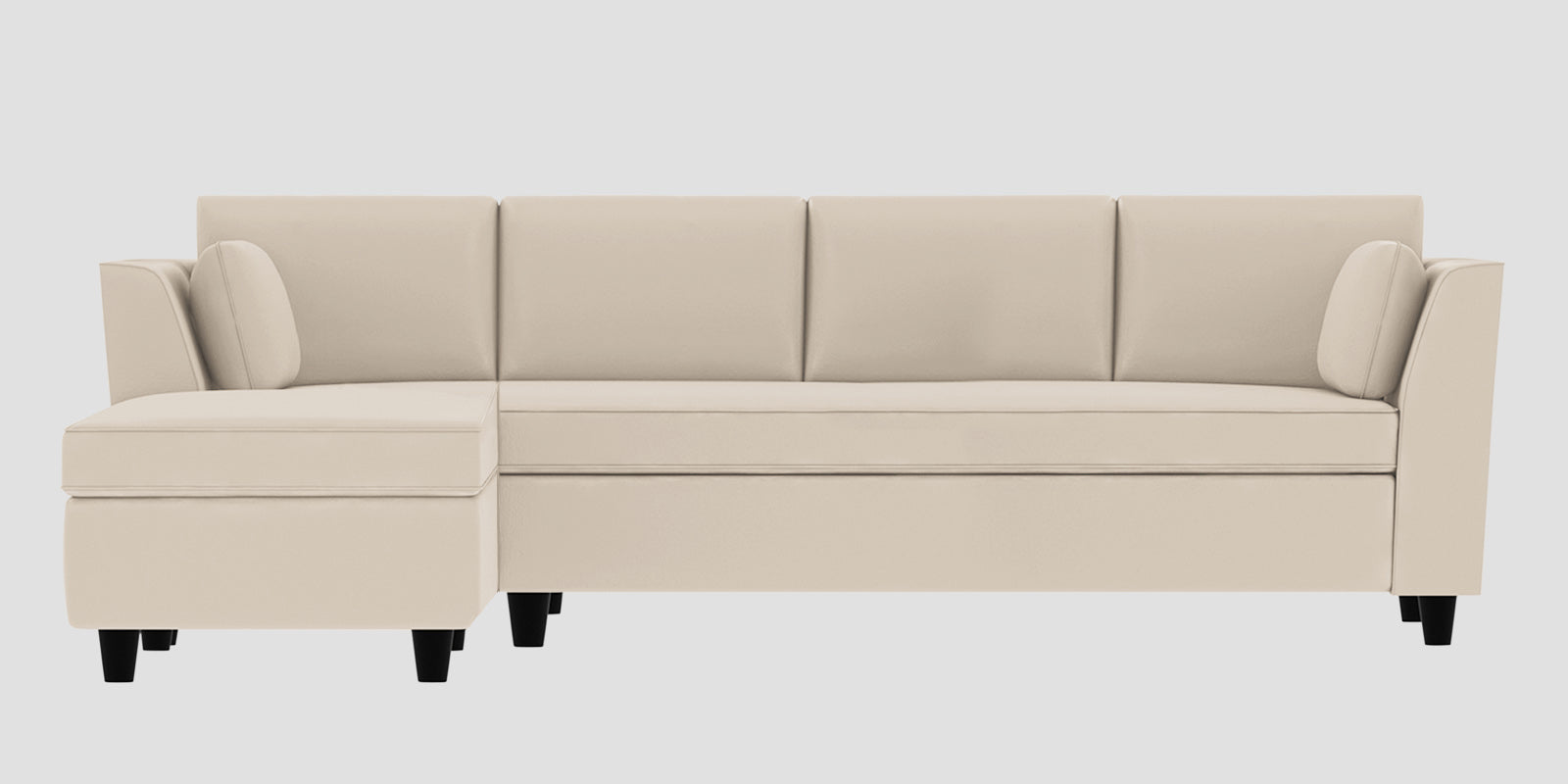 Bristo Velvet RHS Sectional Sofa (3+Lounger) in Camel Beige Colour - Febonic Living