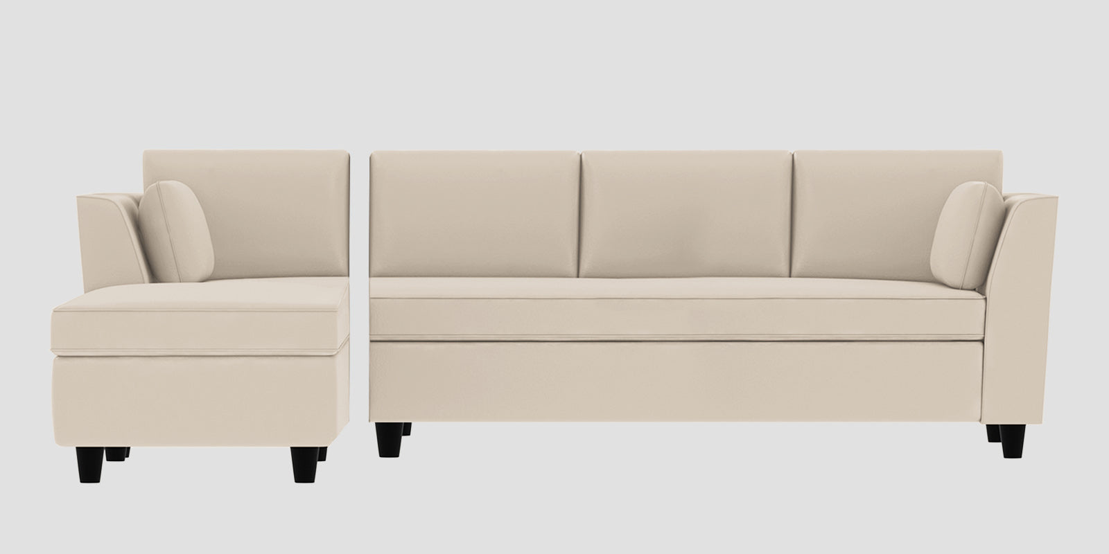 Bristo Velvet RHS Sectional Sofa (3+Lounger) in Camel Beige Colour - Febonic Living
